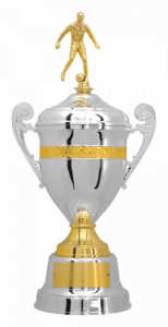 Taça prateada e dourada c/ alça Ref. 700184 - Alt. 62 cm