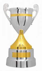 Taça prateada e dourada c/ alça Ref. 700191 - Alt. 66 cm