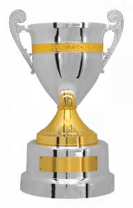 Taça prateada e dourada c/ alça Ref. 700193 - Alt. 50 cm